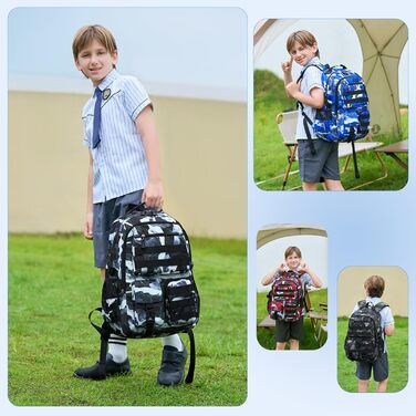 Шкільний рюкзак для хлопчика-підлітка Lmwzh, чорний. Водонепроникний, міцний, великий. Ідеальний для школи.