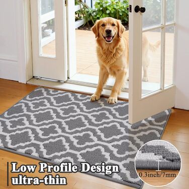 Килимок вхідний SHACOS 90x150 см протибрудний та протиковзкий, вологостійкий килим для дому, передпокою, тераси та саду, сірий