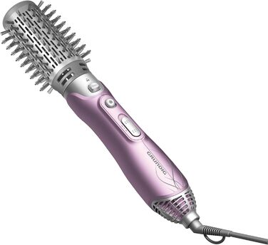 Фен-щітка GRUNDIG HS 6220 Volumen & Locken, 1100W, 3 насадки, керамічне покриття з олією лотоса, захист від перегріву, для всіх типів волосся, Рожевий/Срібний, 2023 модель