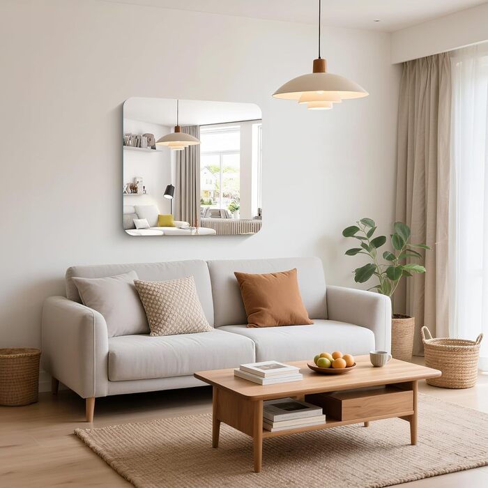 Рамковий настінний дзеркало 75x75 см без рами для ванної, спальні, вітальні. Можливість вертикального та горизонтального кріплення