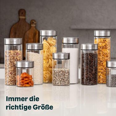 SILBERTHAL Storage Jars with Lids - Set of 6 - Storage Containers for airtight & leak-proof storage in the kitchen - Moth protection and organization