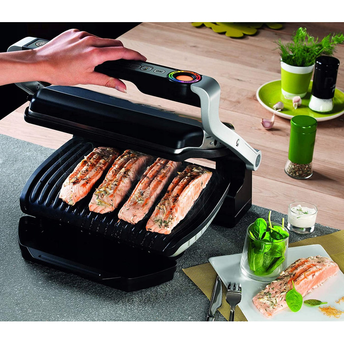 Електричний контактний гриль Tefal OptiGrill GC705D16, сріблястий/сірий, 2000 Вт