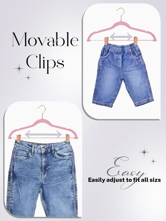 Вешалки для одягу HOUSE DAY, 20 шт., з кліпсами, ультратонкі, оксамитові, неслизькі, для штанів, економія місця (персиковий рожевий)