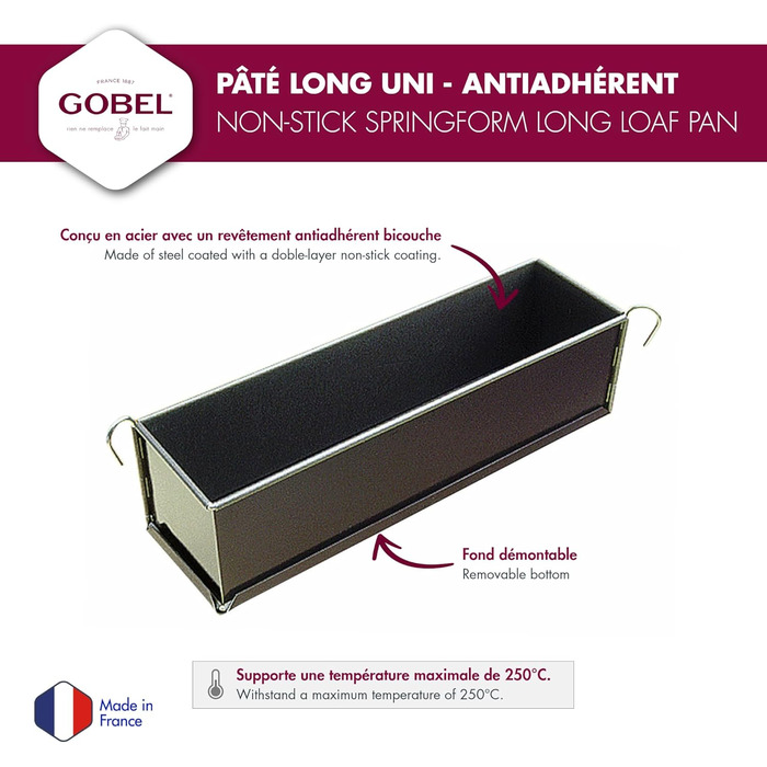 Форма для паштету Gobel Paderno World Cuisine 40x8 см антипригарна з знімним дном