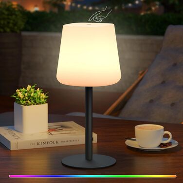 MALUX LED Акумуляторна Настільна Лампа: Бездротова, З Димером, 8 Кольорів, IP44 Водонепроникна, для Будинку, Саду, Готелю, Балкону