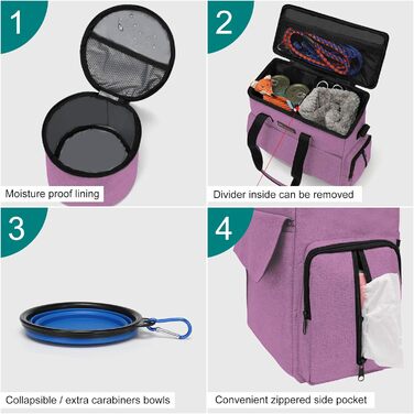 Транспортувальна сумка для тварин, схвалена авіаперевізниками, дорожній набір для собак та котів на вихідні, сумка-органайзер з багатофункціональними кишенями, Рожевий (Рожевий, 41 x 20 x 36 см)