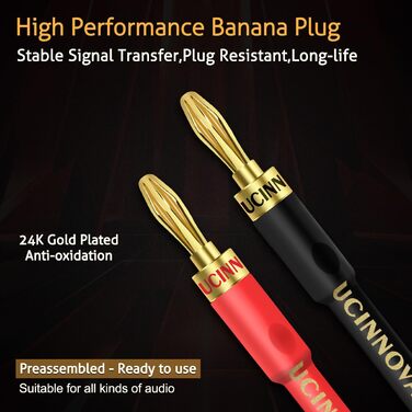 Акустичний кабель UCINNOVATE HiFi OFC (2 шт. по 3м), 14AWG з позолоченими роз'ємами Банан-Лопатка (Y-штекер) для підсилювача та колонок