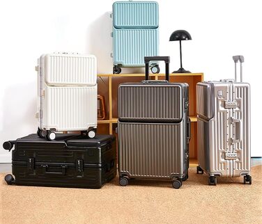 Чемодан ручної поклажі для весни/літа, сертифікований для авіаперевезень, з TSA-замком, 360° колесами, PC-корпусом та міцним алюмінієвим каркасом, підходить для розмірів 20'', 24'' та 26''. (20'', Срібло) Срібло 20‘’