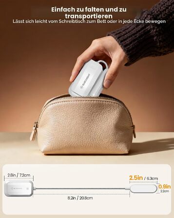 Світлодіодна лампа для читання Glocusent на прищіпці, USB-аккумуляторна книга-лампа з 20 LED, 5 режимів кольорової температури та регулюванням яскравості, гнучка на 360°, білий колір