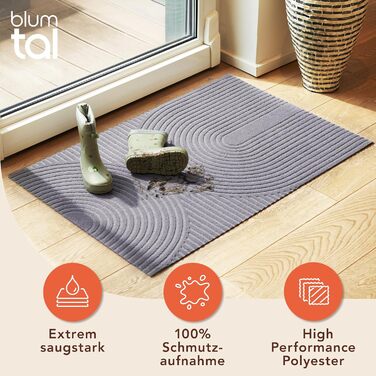 Килимок для дому Blumtal 40x60 см - антиковзаючий, для входу, з візерунком, сірий