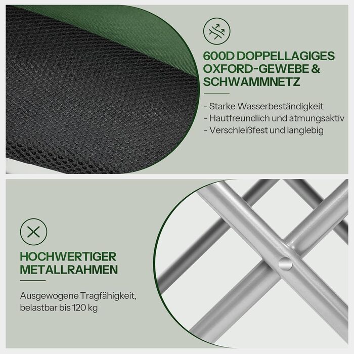 Складний кемпінговий стілець для пікніка, саду та пляжу EBK01LC02 (Зелений + Чорний)