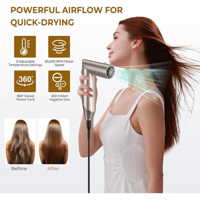 Фен-стайлер 6 в 1 для волосся, Airstyler Set, автоматичний локонів, термощітка, фен, мультистайлер для жінок, чорний (золотий)