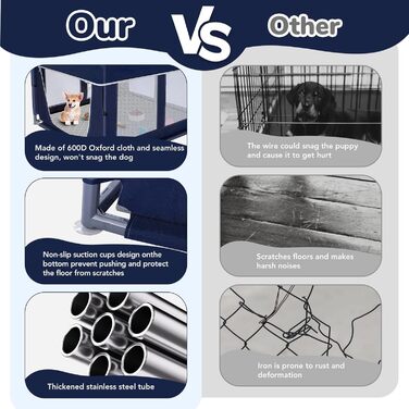Шестигранний вольєр для собак, 114 см, м'який вольєр для цуценят з тканини 600D Oxford, стабільна конструкція з товстих нержавіючих труб, 65,6 см висоти, вольєр для малих та середніх собак (вольєр для собак 106,7 см з дахом та підстилкою для сечі, Королів