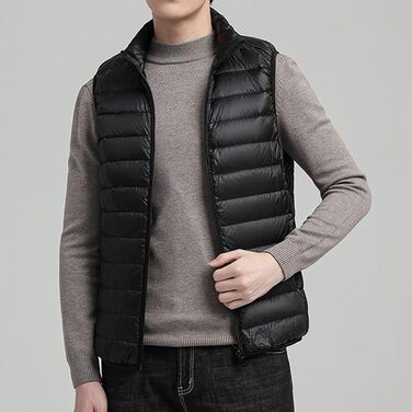 Чоловіча пухова жилетка, базова модель, на блискавці, без рукавів, легка, компактна, для зими, Outdoor, чорна L