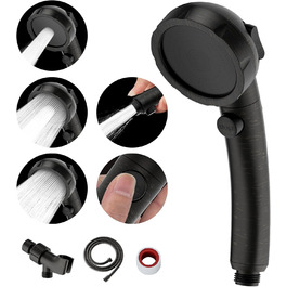MIAOHUI Modern Handheld Showerhead with On/Off Switch, High-Pressure Showerhead with Handheld, 3 Spray Settings, Detachable Showerhead with Hose, Adjustable Angle Shower Holder (Brushed Nickel) (Oil Rubbed Bronze)