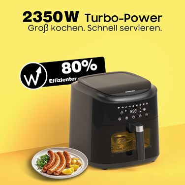 Аерофритюрниця XXL 9л Heißluftfritteuse - 2350W, 9 програм, LED дисплей, підтримання тепла, металевий внутрішній контейнер