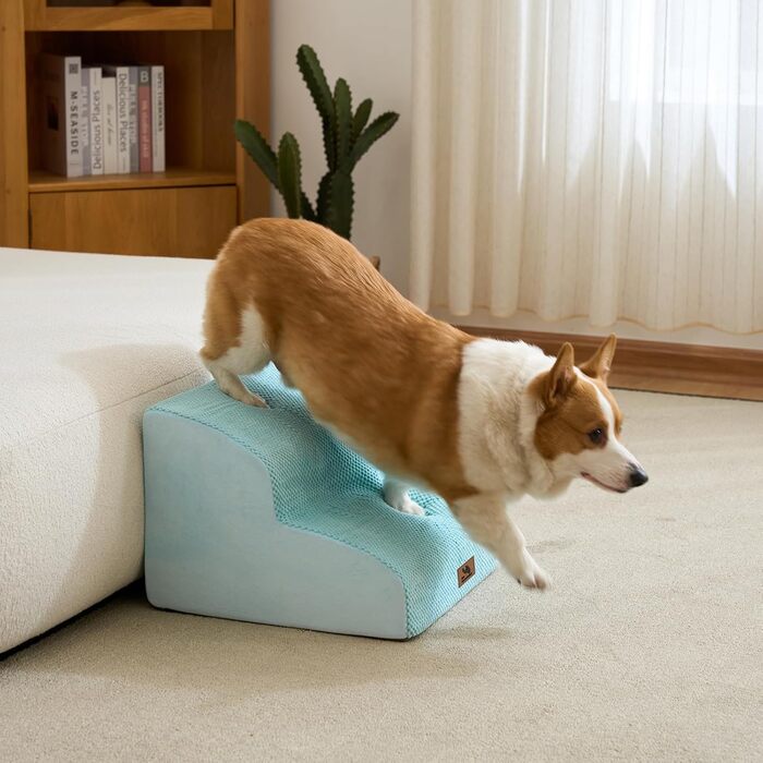 Сходинки для собак маленьких порід, 2 сходинки, 30 см, для дому, антиковзаючі, для котів та літніх тварин, сірі (блакитні)