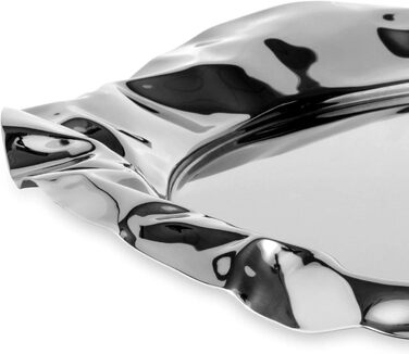 Alessi 90039 Round Tray, Stainless Steel, Silver, 7 x 44.5 x 14.5 cm, Units, 1.0