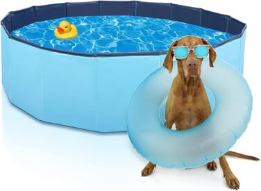 Dog Pool 120 cm Swimming Pool for Small Dogs, Foldable Pet Splash Pool, Dog Bathtub Pool for Dog Cat, Eco-Friendly PVC Swimming Pool
