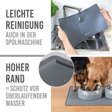 Силіконовий килимок KaraLuna Premium 60x40 см (Чорний, Сірий, Кутовий) для годівлі котів та собак, під миску, під кавомашину