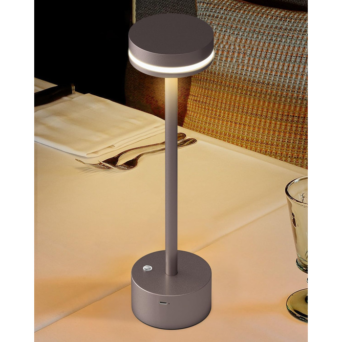 LED настільна лампа з акумулятором, бездротова, з торшером, сенсорне керування, алюмінієвий корпус, 3 режими димування, 4000mAh, 3000K, для обіднього столу, вітальні (срібна)