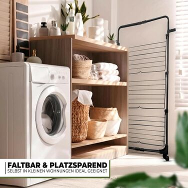 Вертикальна сушарка для білизни STAHLMANN® на 3 яруси, чорна, 30 м сушальної поверхні, складана, на колесах