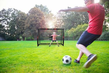 Dunlop Football Goal - Metal Soccer Goal Post - Training Accessory for All Ages - Easy Assembly - 180x120x60cm, 240x160x85cm, 120x300x200cm - Black/Red