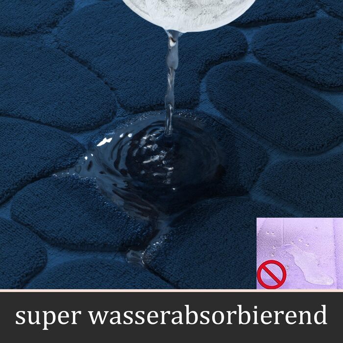 Набір килимків для ванної кімнати chakme (2 шт.), пам'ятна піна Cobblestone, протиковзкі та поглинаючі килимки для ванни та туалету, темно-сині
