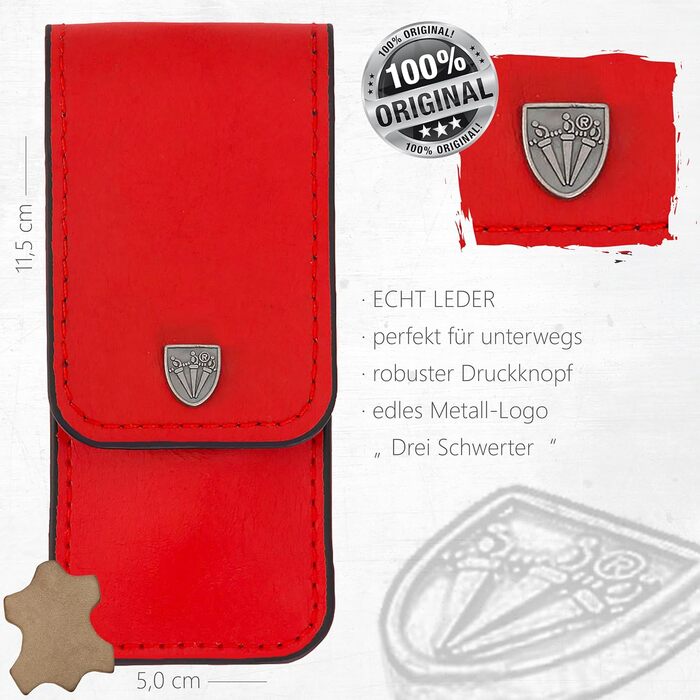 Набір для манікюру та педикюру 'Modena' від DREI SCHWERTER | 4-х частинний набір у шкіряному футлярі, виготовлений у Німеччині. Колір: Червоний. Вміст: ножиці для нігтів, пінцет, алмазна пилка для нігтів та лопатка для видалення кутикули