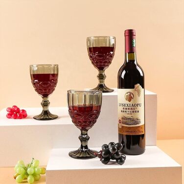 Joeyan 300ml Green Wine Glasses, Set of 4 Vintage Goblets with Cut Glass, Colored Wine Glass for Wine Juice Drinks, Red Wine Glasses White Wine Glasses Drinking Glasses with Stem, Dishwasher Safe
