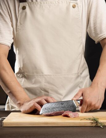Японський ніж Santoku WILDMOK з дамаської сталі, 17.8 см, професійний для м'яса та овочів, VG10 сталь, Full Tang, G10 рукоятка, серія Song