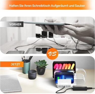 Зарядний пристрій Alxum 60W USB, 10 портів, для телефонів, планшетів, Kindle - білий
