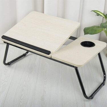 Складаний столик для ноутбука 55x32x25 см: білий, з підстаканником для читання та сніданку
