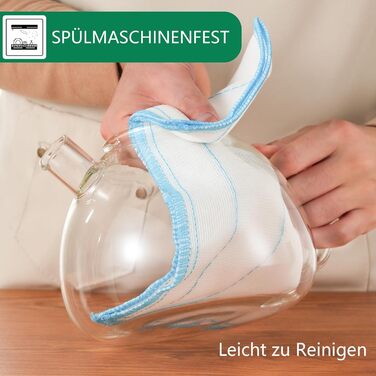 Скляна чайник HEMOLY 1,5 л з ситечком та підставкою для чаю