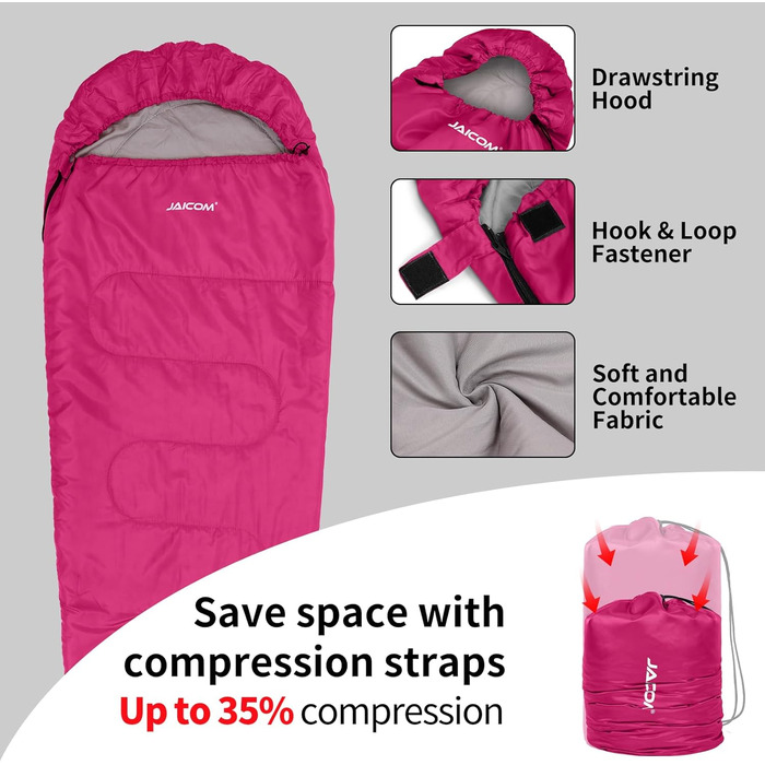 Спальний мішок 3-4 сезони Ultraleicht Mumienschlafsack (800г/1600г) для дорослих - Outdoor, кемпінг, трекінг, відпочинок в приміщенні (Rose-4 сезони)