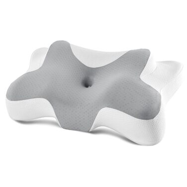 Подушка для шиї DONAMA з Memory Foam, 66x37x13 см (Сірий) - для сну на боці, спині та животі