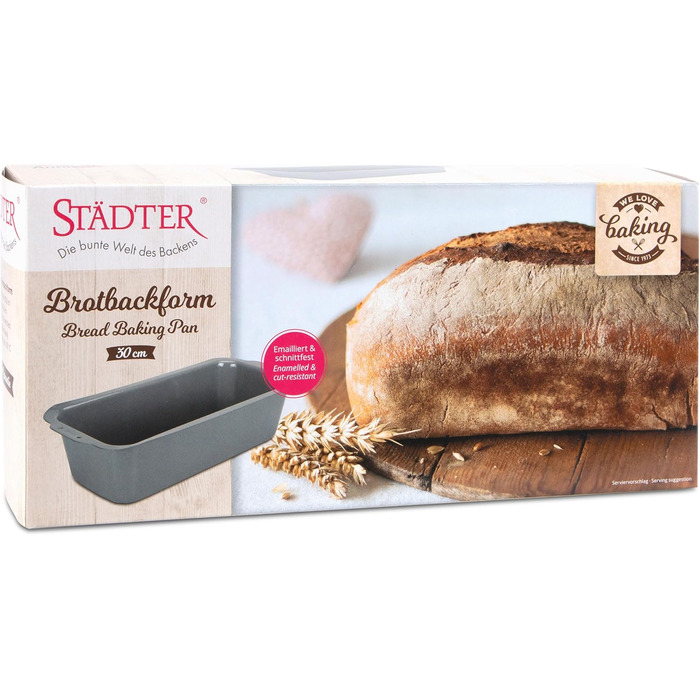 Форма для випікання хліба Städter, 30x13 см, 2,4 л, металева, емальована, срібляста, термостійка до 300°C