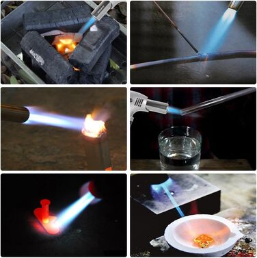 Газовий пальник Ankway Flambierbrenner з блокуванням безпеки, регульований та наповнюваний, для приготування десертів, кемпінгу та грилю (бутан не входить)