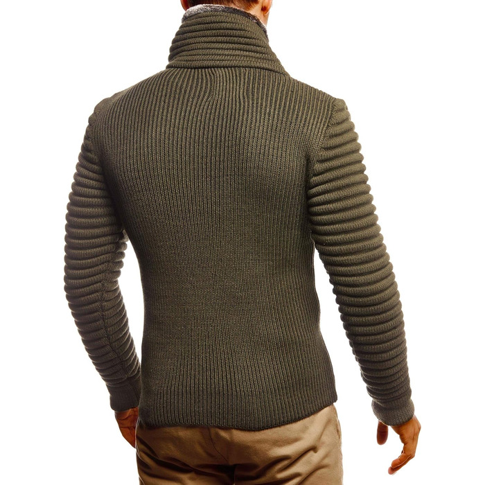 Чоловічий кардиган Leif Nelson з блискавкою, Regular Fit, довгі рукави, хакі-чорний колір, для повсякденного та ділового стилю