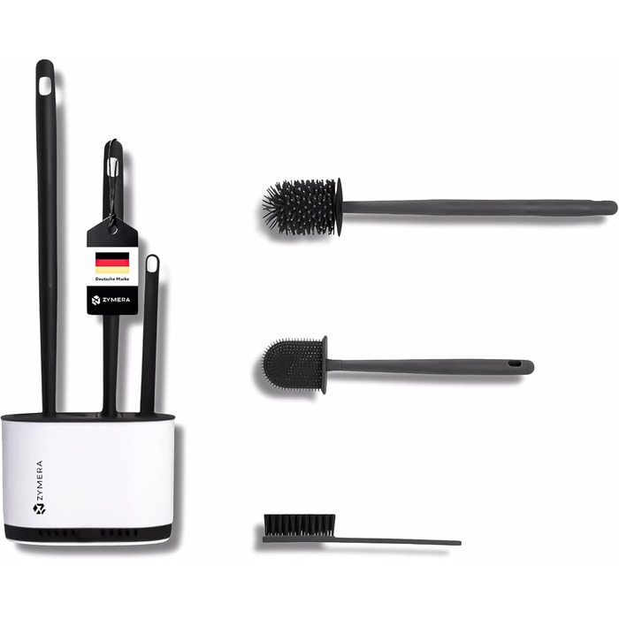 Силіконова щітка для унітазу з піддоном для стоків, настінне кріплення - 360° очищення, гігієнічна та швидковисихаюча