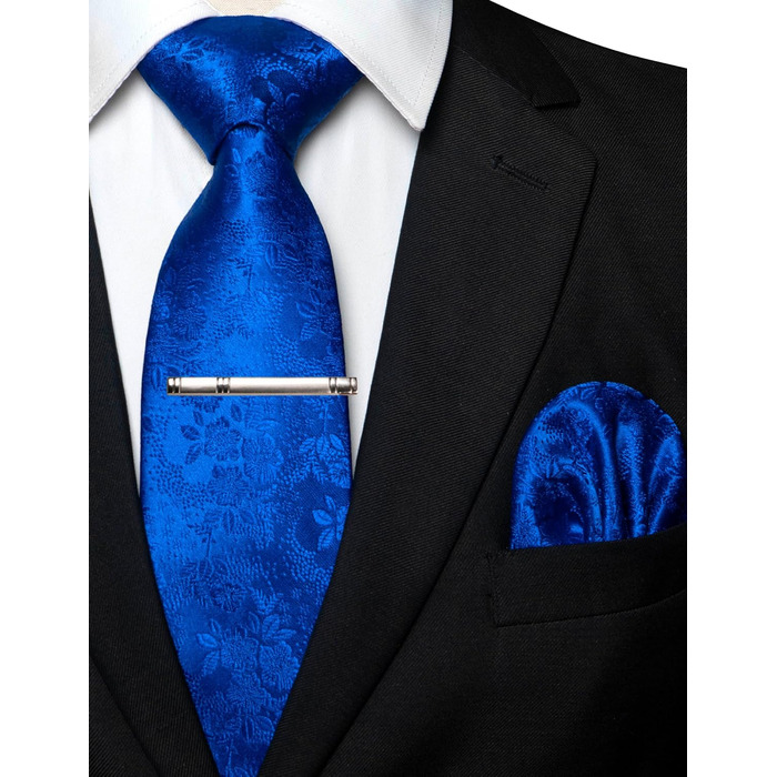 Чоловічий краватка та нагрудна хустка JEMYGINS з затискачем для краватки (синій/діоден синій)