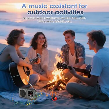 Портативне радіо Olycism з Bluetooth 5.3, 16GB, 30 годин роботи, кольоровий дисплей, будильник, FM-радіо, сірий колір