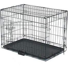 Складана переноска для собак з двома дверцятами, авто-переноска з піддоном, чорна