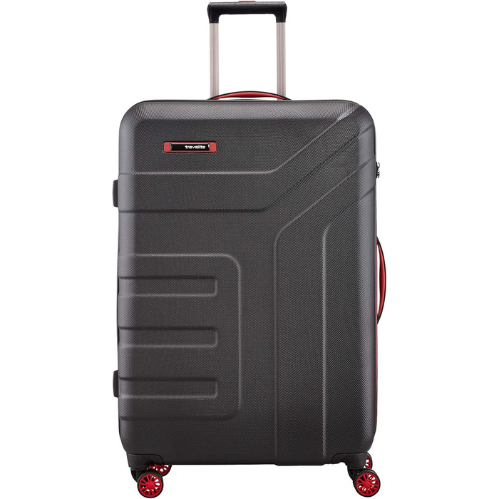 Чемодан Travelite Vector 77 см, L, з TSA замком, 103 л, чорно-червоний