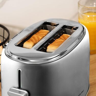 Тостер Cecotec Toaster 2 Scheiben Retro з нержавіючої сталі, 980 Вт, 2 слоти, регулювання потужності, піддон для крихт