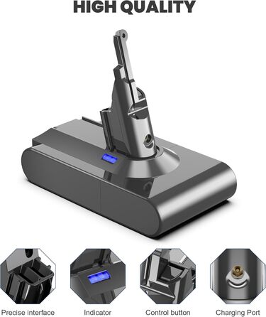 Запасний акумулятор 6000mAh для пилососа Dyson V6 (DC58, DC62, DC59, DC61, DC72, DC74, SV03, SV05, SV06, SV07, SV09) + 2 фільтри