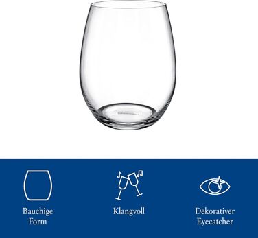 Набір склянок для води Villeroy & Boch Entree 4 шт, 250 мл, кришталь, для десертів, смузі, соку, можна мити в посудомийній машині