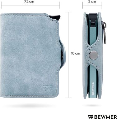 Гаманець BEWMER RFID захисту з застібкою на блискавці, Slim картхолдер для жінок та чоловіків, шкіряний тримач для посвідчення та грошей з карбоновим затискачем (Чорний/Червоний)