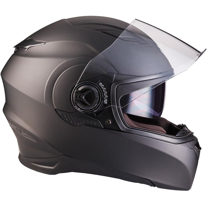 Мотошолом ARMOR HELMETS AF-77 матовий чорний, інтеграл, повнолицевий, для мотоцикла, скутера, спортбайка, ECE 22.05, сонцезахисний візор, швидкознімний замок, розмір L (59-60 см)