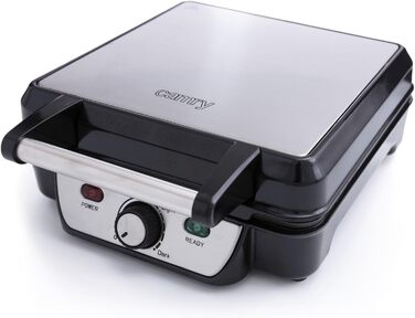 Adler Camry 4-Waffle Maker - 1500W Power, Adjustable Temperature, Black & Silver